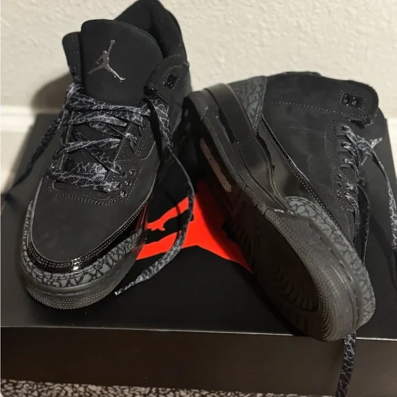 Black Cat Jordan Kids Sneakers in Black and Gray